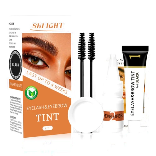 Sklight Lash Color Kit, Lasting for 4 Weeks Professional Eyelash & Eyebrow Color Kit, Instant Eyelash Color with Natural Ingredients, Safe & Easy to Use 7ml (Black)