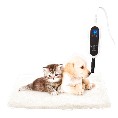 SOVPAIT Pet Heating Pad,LED Real-Time Display of Heating Pad Temperature,Heating Pad for Dogs Cats, Preset temperatureand time,with Includes Soft Washable Fleece cover17 X 18