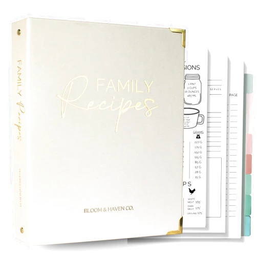 Bloom & Haven Co. Bloom & Haven Recipe Book to Write in Your Own Recipes | Waterproof Recipe Book | Beautiful Blank Cookbook to Organize Your Recipes | Perfect Family Recipe Journal (Beige)