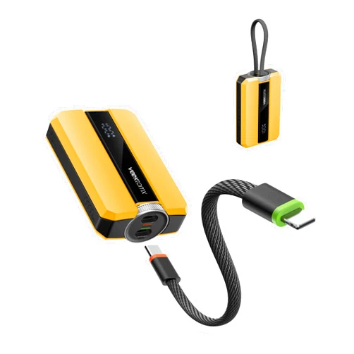 VEEKTOMX PD 30W Super Fast Charging Portable Charger 10000mAh, Small Power Bank with Detachable USB C Dual Ports Built-in Cord, Compact Travel Battery Pack Compatible with iPhone/Samsung/MacBook/iPad