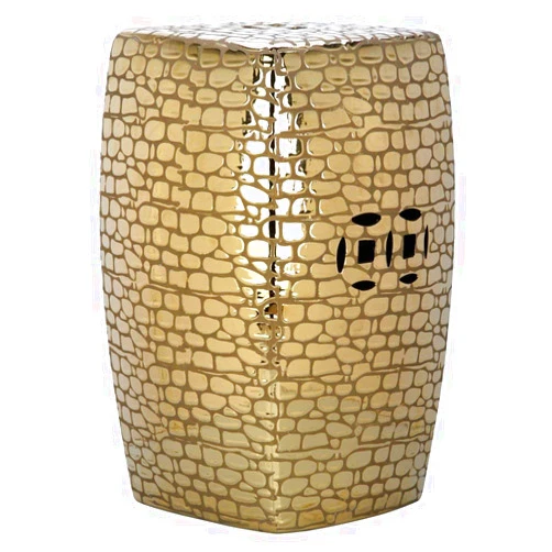 SAFAVIEH ACS4544A Jasmine Glazed Ceramic Decorative Garden Stool, 0, Gold