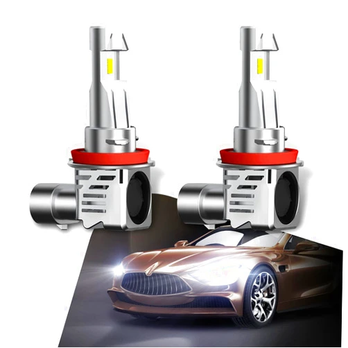 Nowkont Pack-2 Car LED Fog Light, Efficient Heat Dissipation Design, 4800LM 6000K Vehicle Front Light, Universal Super Bright Waterproof Vehicle Lighting Bulb Replacement (White Light #H11/H8/H9)