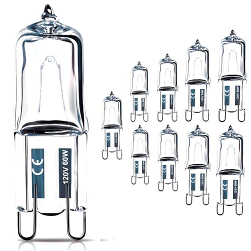 Vinaco G9 Bulb, 10 Pack G9 Halogen Bulb 60 Watt, High Output 720LM JD G9 120V 60W G9 Light Bulb Dimmable Long Lasting Lifespan, CRI100 & 2800K Warm White, G9/bi-pin Light Bulbs for Chandelier Lights
