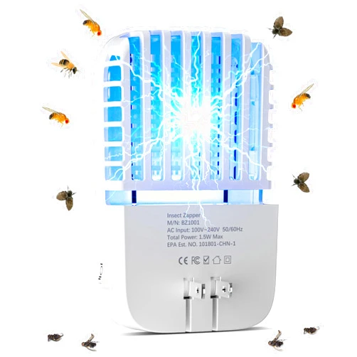 Mosalogic Bug Zapper Indoor Electronic Fly Swatter Plug-in Flying Insect Killer with UV Light for Indoor Use Compact Bug Zappers for Flying Insects, Gnats, Moths, Flies (White-1pack)
