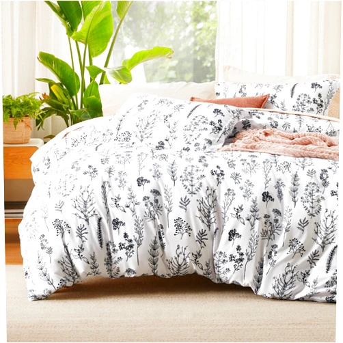 Bedsure Twin/Twin XL Duvet Cover - Reversible White Duvet Cover Set with Zipper Closure,Cute Floral Botanical Pattern Bedding Comforter Cover, 1 Duvet Cover 68