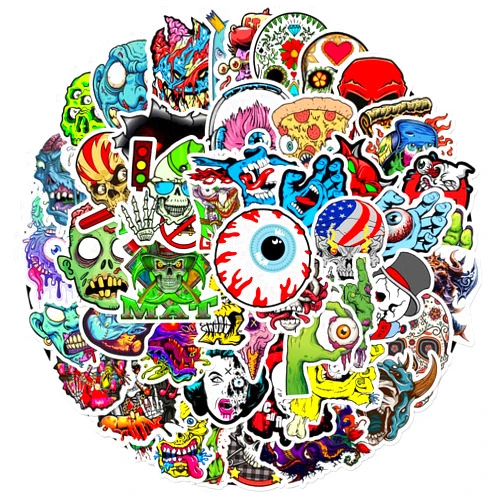 ZJSXINDI Horror Stickers Scary Stickers Halloween Decorations Sticker [50pcs], Vinyl Sticker for Hydro Flask Water Bottles Laptop Phone Car Skateboard Travel Suitcase Durable/aldult
