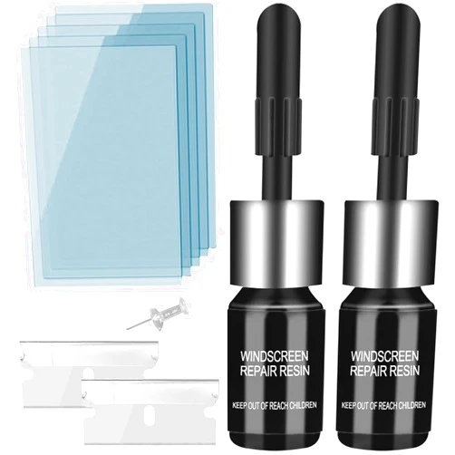 AODA Windshield Crack Repair Kit, Windshield Repair Kit for Chips and Cracks, Glass Repair Fluid with 2 Bottles of Resin, Glass Repair Kit Windshield for Fixing Chips, Cracks, Bulls-Eye and Star-Shape Cack