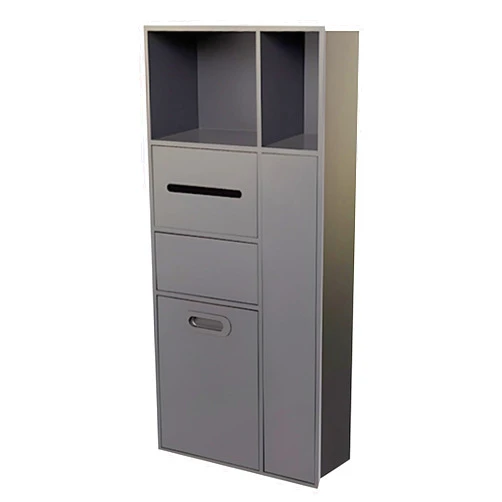 HJLKDYM Stainless Steel Bathroom Niche, Trash Can Toilet Brush Storage Cabinet, Drawer Box Storage Rack Non-Tile Embedded Shower Room Suitable for High-end Clubs and Hotels(Gray,86x40cm)