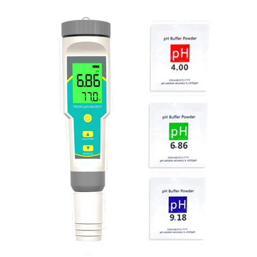 Yewhick pH and TDS Meter, 5-in-1 Digital pH Tester for Water, pH/TDS/EC/Salinity/Temp, PPM Meter Water Tester for Household Drinking, Pool and Aquarium, with ATC, 0.01 Resolution