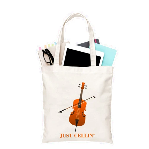 BDPWSS Cello Gift Cello Music Tote Bag Just Cellin’ Funny Cello Cellist Orchestra Musician Reusable Handbag Cello Player Gift
