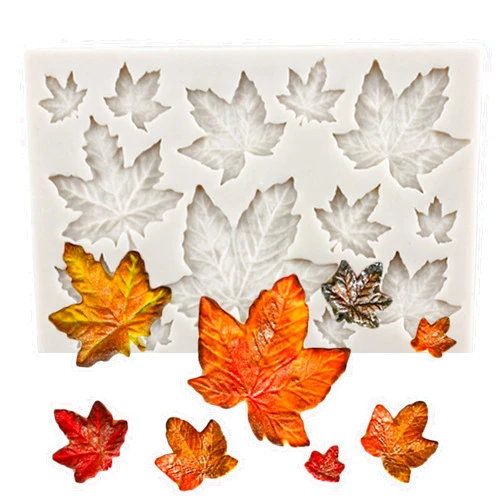 MINFEIDMS Tree Leaf Silicone Molds Maple Leaf Fondant Mold For Cake Decorating Cupcake Topper Candy Chocolate Gum Paste Polymer Clay