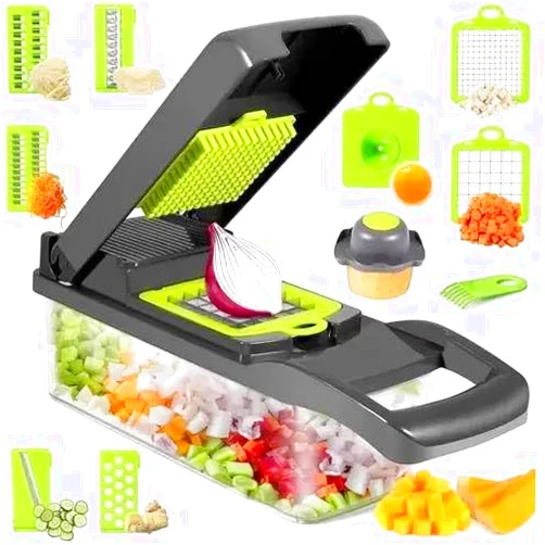 Generic Vegetable chopper Pro-Series 16-in-1 Vegetable Chopper w/Container, Cheese Grater Hand Crank, Box Mandoline Slicer Food Cutter Shredder