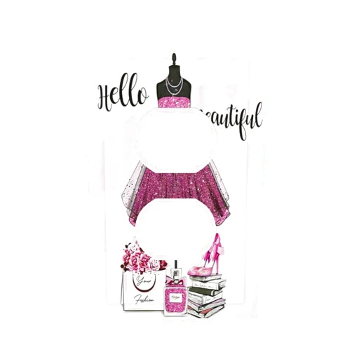 Kbncryrng Pink Dress Fashion Butterfly Floral 1 Gang Light Switch Cover Plate Duplex Wall Plate Single Dual Receptacle Plug Covers Electrical Switchplate