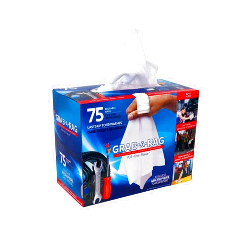 GrabaRag Grab•a•Rag Microfiber Cleaning Cloth, Soft Highly Absorbent Lint-Free Streak-Free Reusable Microfiber Towel Wipes for House, Kitchen, Bathroom, Car, Electronics, TV Screen, Pack of 75 (11.7