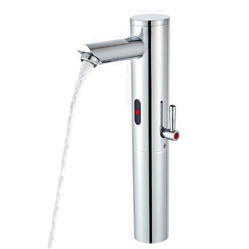 HHOOMMEE Platform Tall Body Basin Automatic Sensor Touchless Bathroom Sink Faucet,Single Handle Battery Power Motion Activated Hands-Free Vessel Sink Tap,Chrome Finished (High)…