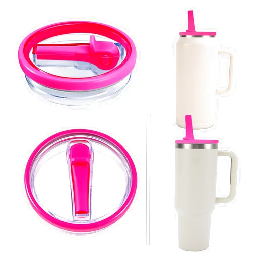 Acuewuja Replacement 40oz Leak Proof Tumbler Lid With Straw - Fit For Stanley 40oz 64oz Adventure Quencher and Quencher 2.0 Tumbler (Pink, 40oz)