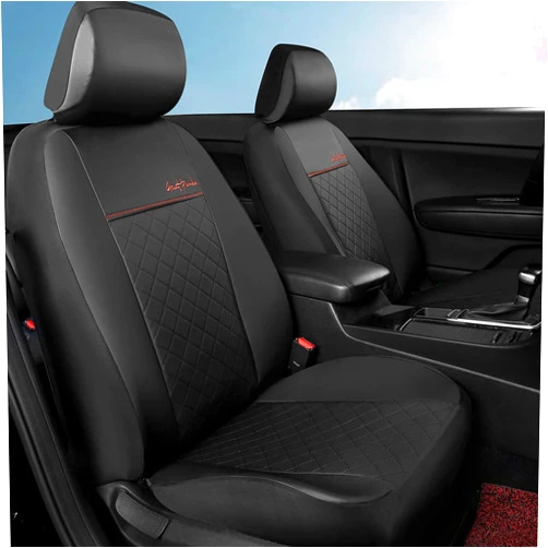 GIANT PANDA Front Car Seat Cover Custom Fit Toyota, Leather Bucket Seat Covers for Toyota Rav4 Camry Highlander Corolla Prius (Black) 2-Pack