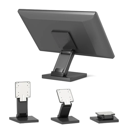 yeshine Adjustable LCD Monitor Stand Metal Folding Monitor Stand Touch Screen Monitor Desk Bracket with VESA Hole 75x75mm&100x100mm All in One PC Stand Single Monitor Stand Mount(Black)