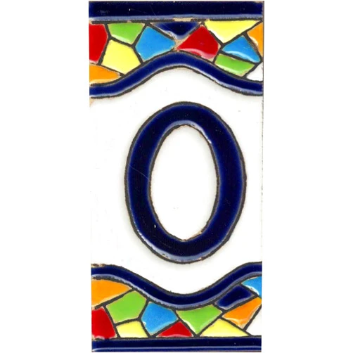 Toro del Oro House Numbers. Numbers and Letters on Tile. Glazed Ceramic, Hand Painted Dry Rope Technique. Names and Addresses. Mosaic Design Medium 5.5x10.5cm (Letter 