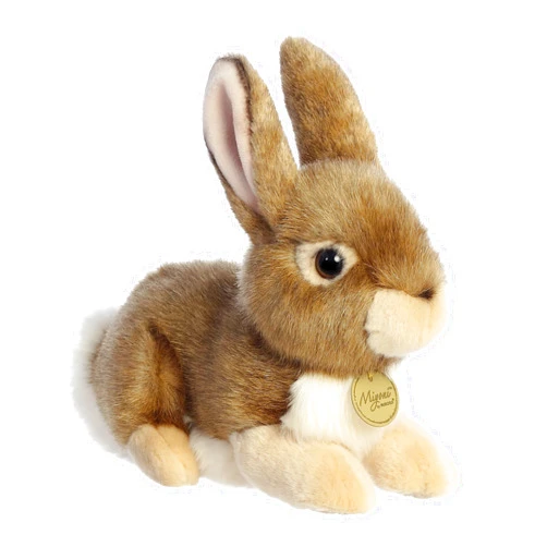 Aurora® Realistic Miyoni® Eastern Cottontail Rabbit Stuffed Animal - Lifelike Detail - Cherished Companionship - Brown 11 Inches