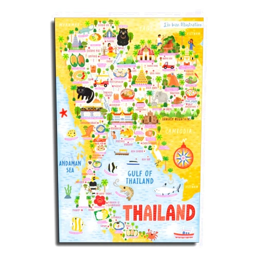 CELCUT Thailand Food Map Poster. Beautiful Wall Art Canvas Painting Posters And Printed Wall Art Posters for Living Room And Bedroom Party Decorations 12x18inch(30x45cm)