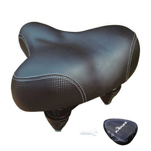 BOBILIFE Large Wide Bike Seat - Bicycle Saddle Replacement, Comfort for Peloton, Exercise Stationary E-bike City Mountain Road Bikes for Men & Women, with additional Rainproof and Sun Protection Cover