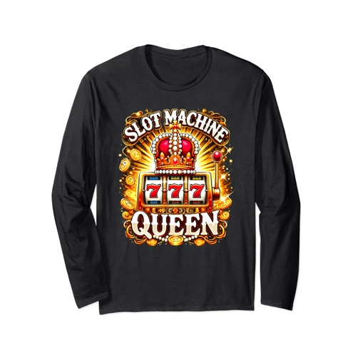 BizzyflyUSA Slot Machine Queen Crown Slots Player Casino Gambling Lover Long Sleeve T-Shirt