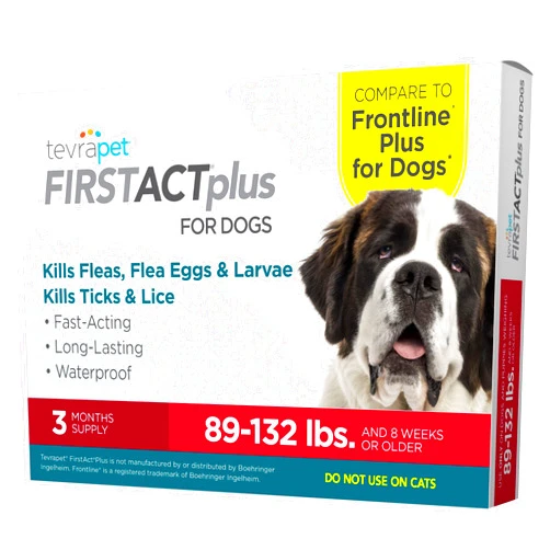 TevraPet FirstAct Plus Flea Treatment for Dogs, Extra Large Dogs 89+ lbs, 3 Doses, Same Active Ingredients as Frontline Plus Flea and Tick Prevention for Dogs