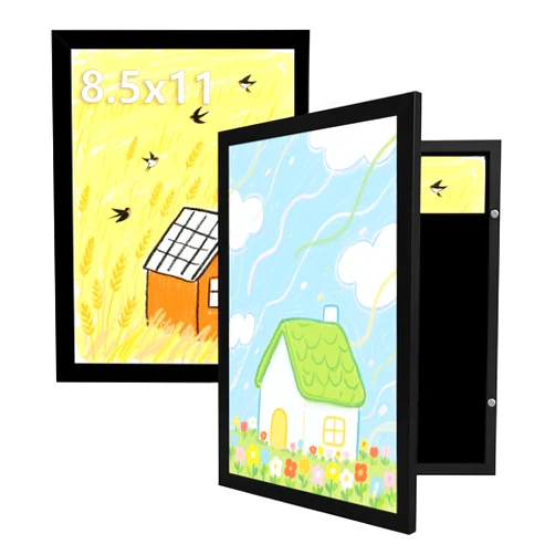 Kennethan Kids Art Frames, Front Opening Picture Frames with Changeable Display, Holds 50 Artworks, for 3D Picture, Crafts, Children Drawing, Hanging Art, Portfolio(Black, 8.5x11'' - 2 Pack)
