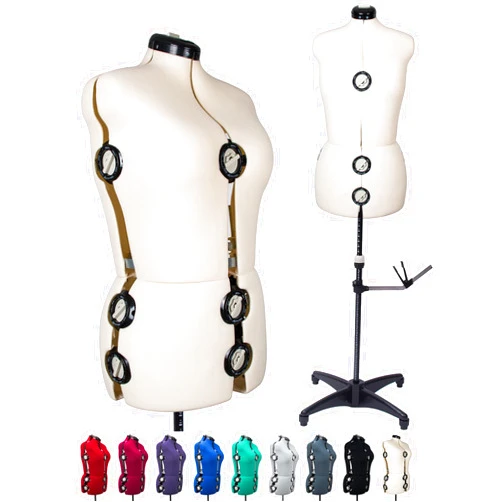 BHD BEAUTY Beige 13 Dials Female Fabric Adjustable Mannequin Dress Form for Sewing, Mannequin Body Torso with Tri-Pod Stand, Up to 70