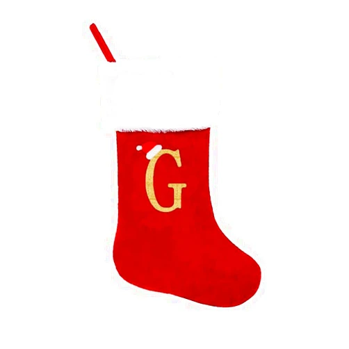Fornzii 20 Inches Monogram Christmas Stockings with Letters, Initial Embroidered Christmas Stockings Red Personalized Christmas Stockings Large Soft Stocking Decorations for Holiday Xmas Season Gift Decor (G)