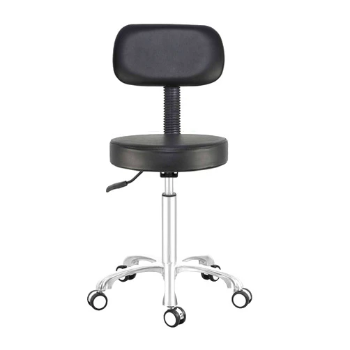 Antlu Rolling Stool Drafting Chair for Garage Shop Workbench Kitchen Medical Salon,Swivel Adjustable Stool with Wheels and Back Support (Black, Without Foot Ring)