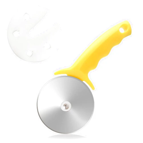 HELEERON 4-Inch Super Sharp Pizza Cutter Wheel,Stainless Steel Large Blade Pizza Cutter with Cover,Premium Kitchen Pizza Slicer with Good Grips Handle,Easy to Clean and Dishwasher Safe-Yellow