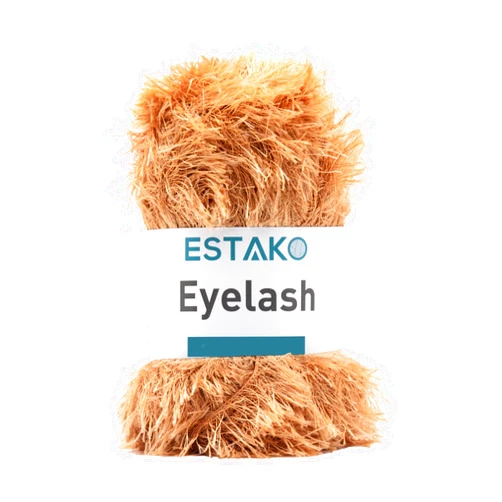Estako Eyelash, 100% Polyester Yarn, Soft, Fuzzy for Crochet and Knitting 3.53 Oz (100g) / 153 Yrds (140m) (1221 - Camel)