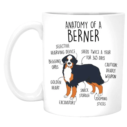 GreenStar Gifts Bernese Mountain Dog Coffee Mug, Cute Berner Gift, Dog Lover, Funny Gift For Her, Him, Birthday, Bernese Mountain Dog Mom Dad, Anatomy 11oz