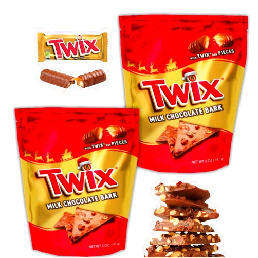 ELI&VAL Chocolate Twix Mini Candy Bars- Twix Candy Milk Chocolate Bark - Holiday Stocking Stuffers- Chocolate Cookie Treats- Pack of 2- Christmas Valentine Chocolate candy