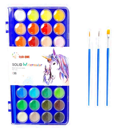 LKCTB 36 Colors Watercolor Paint,with 3 Paint Brushes,Watercolor Palette Paint Set for Adults and Kids,Art Supplies for Beginners and Professional Artist