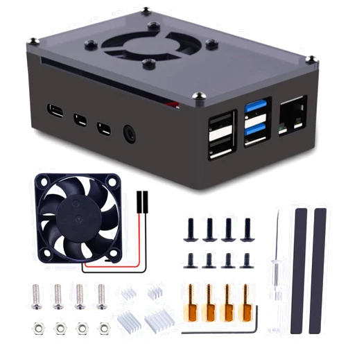 GeeekPi Case for Raspberry Pi 4, Pi 4 Aluminum Case with Fan, Pi 4 Aluminum Heatsink for Raspberry Pi 4 Model B