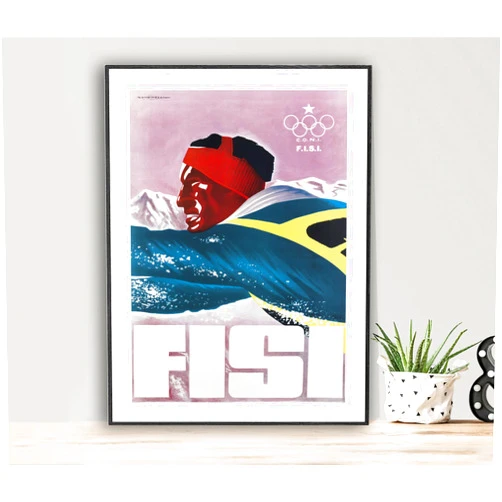 Custom Generic Fisi (Italian Winter Sports Federation) Vintage Ski Poster, Ski Lovers, Ski Sport Print, Fisi (Italian Sports Federation) Vintage Ski Wall Décor,256, White