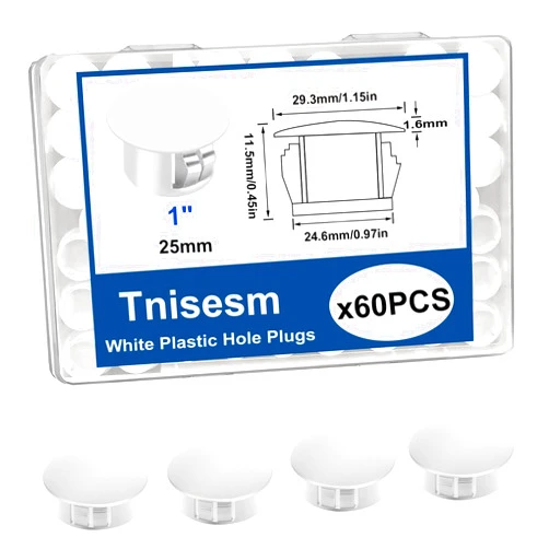 Tnisesm 60Pcs Nylon Plastic Hole Plugs White 1