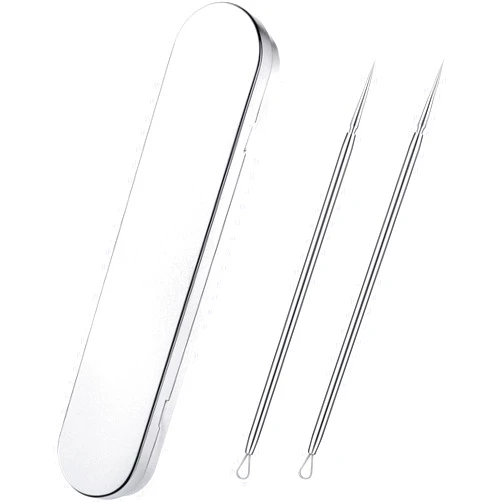 Lanties Titanium Lancet Needle Pimple Popper Tool Facial Milia Remover Blackhead Blemish Remover Blackhead Whitehead Extractor Professional Lancet Zit Blemish Comedone Removal Tool 2 Pieces with Box