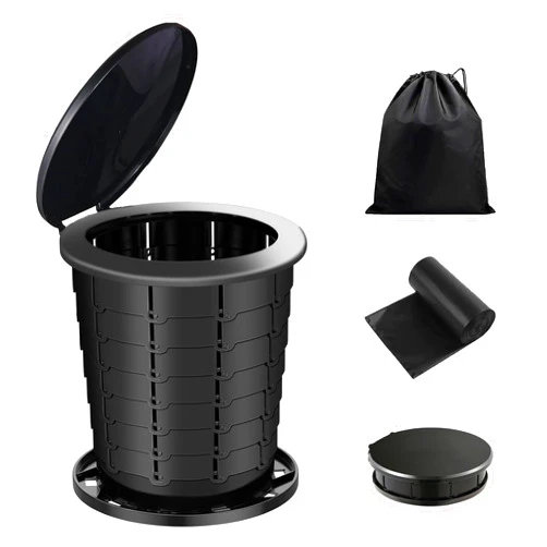 Aydiwops Camping Toilet, Portable Toilet for adults with Adjustable Height - Foldable Travel Toilet Perfect for Outdoor and Indoor Use, Emergency Situations, Traffic Jams, Cars, Tents, Boats (Black)