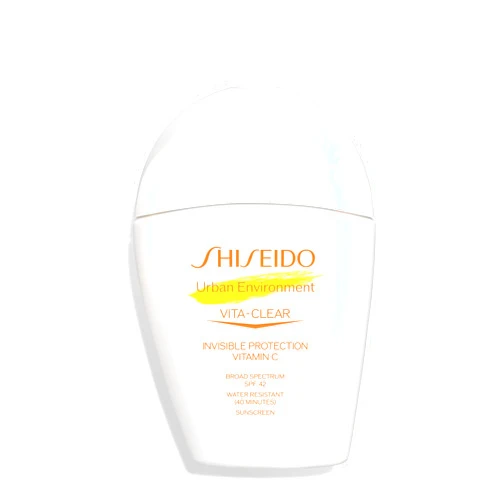 Shiseido Urban Environment Vita-Clear Sunscreen SPF 42 - Invisible Formula with Vitamin C - No-Shine, Makeup Effect for 8 Hours - Non-Comedogenic - 30 mL
