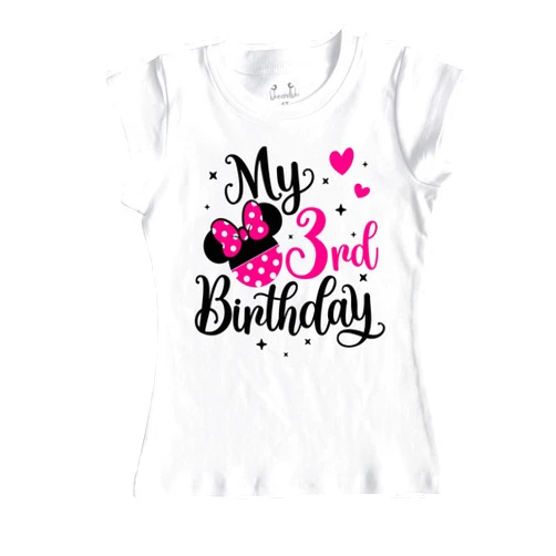 Luke and Lulu Kids Girls 3rd Birthday Outfit - Adorable Girl Shirt, Mouse 3rd Birthday Shirt for 3 Years Old