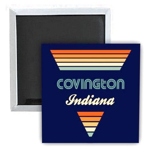R and R Imports Covington Indiana 2.5 x 2.5-Inch Fridge Magnet Retro Design