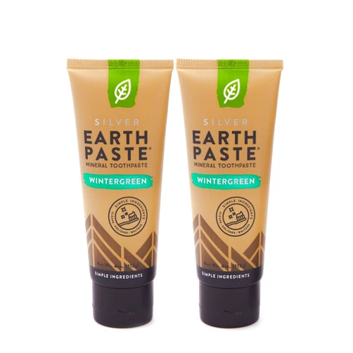 REDMOND - Earthpaste All Natural Non-Fluoride Vegan Organic Non GMO Real Ingredients Toothpaste, Wintergreen, 4 Ounce Tube (2 Pack)