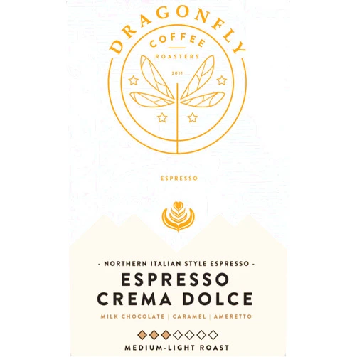 Dragonfly Coffee Roasters Espresso Crema Dolce, Medium Italian Roast, Whole Bean
