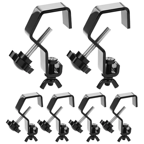 QWORK 6 Pack Stage Lighting Clamp, Black Truss Clamps Stage Light Hook, Max Load 44lb C Clamp for DJ Lighting Par Lights Spotlight Moving Head Light, Fit 1