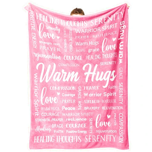 Afterprints Warm Hugs Healing Blanket - Breast Cancer Gifts for Women, Get Well Soon, Cancer Care, Feel Better, Think of You, Sympathy Gift for Friend Sister, Soft Comfort Throw Blankets 50