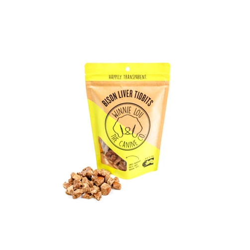 Winnie Lou The Canine Co. Winnie Lou Freeze Dried Bison Liver Tidbits - Single Ingredient, Human-Grade, No Artificial Flavors or Fillers, Perfect for Training, 1 Pack